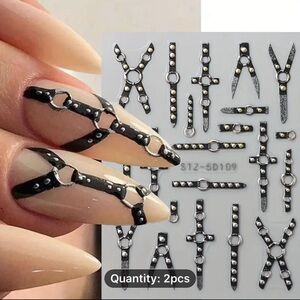 COPY - 5D Bondage Kinky Embossed Nail Decals Semi Glossy Single Use 2 sheets Se…